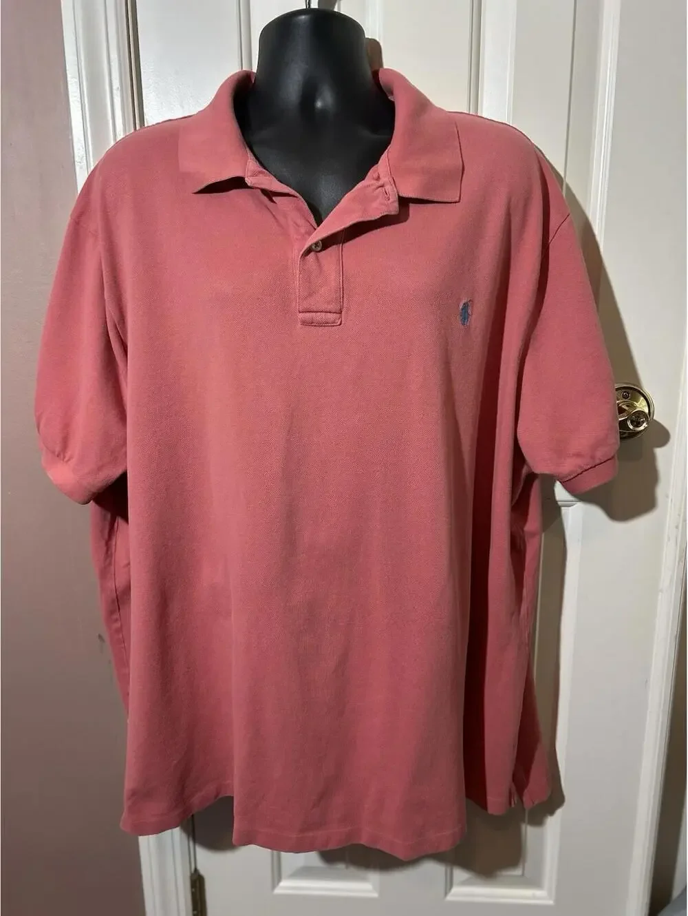 Polo Ralph Lauren Polo Shirt Mens XXL Salmon Blue Pony Cotton Pique